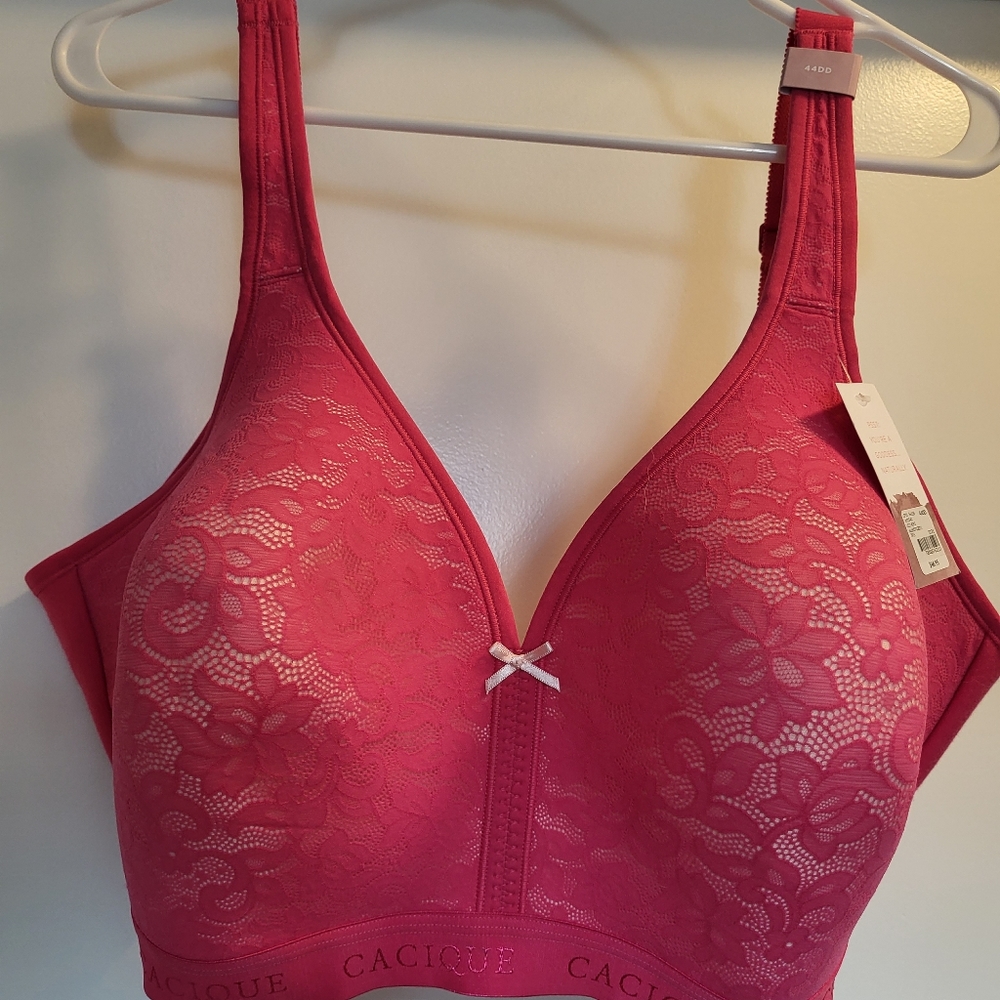 NWT Cacique Bralette. Wire-free bralette. 44DD Pink!